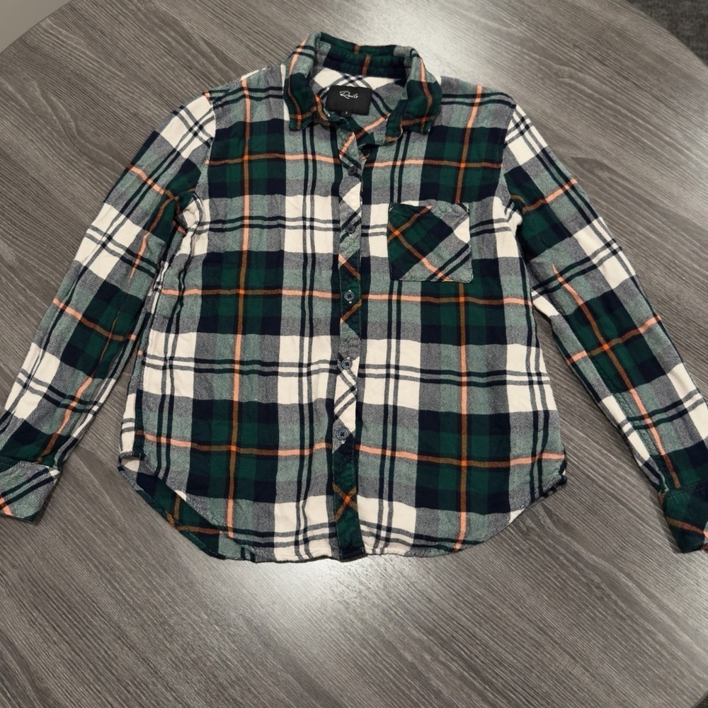 Rails Green And White Plaid Button Down Shirt - image 5